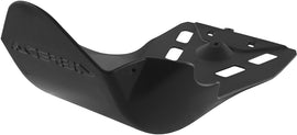Acerbis black skid plate for motorcycle protection, featuring a durable design with mounting holes for easy installation.