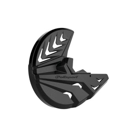 Polisport Plastics black disc and fork protector for street bikes, designed to shield components and enhance bike durability.