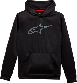 Alpine Star Inception athletic hoodie in black, medium size, featuring a comfortable fit and sporty design.