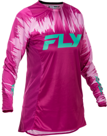 Fly Racing Women's Lite Jersey in pink and turquoise, XL size, lightweight motocross jersey with vibrant color block design.