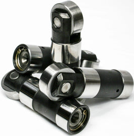 Feuling Hydraulic HP+ Roller Lifters for engine, showing metal construction and detailed parts in a close-up shot.