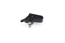 Black PUIG clutch lever adapter for motorcycle, showcasing the sleek, ergonomic design and mounting hardware.