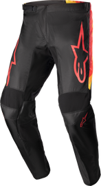 Alpine Star Fluid Corsa Pants in black, size 36, shown with stretch fabric and athletic fit on a plain background.