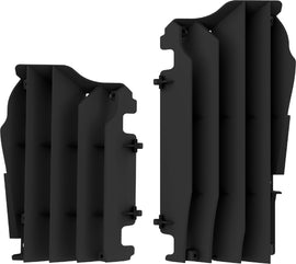 Polisport Plastics black radiator louvers for street bikes, model 64-56531, shown on a motorcycle radiator.