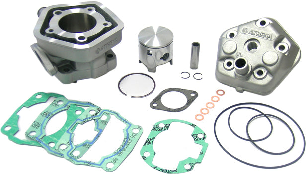 Athena 50mm cylinder piston kit for KTM bikes, including piston, rings, and components for engine rebuilds.