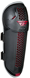 Fly Racing Ce Barricade knee and shin guards for adults, protective safety gear with black and gray padding and straps.