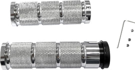HardDrive Retro Chrome Grip Set with black and chrome finish for motorcycle handlebars, model TBW 820-4058.