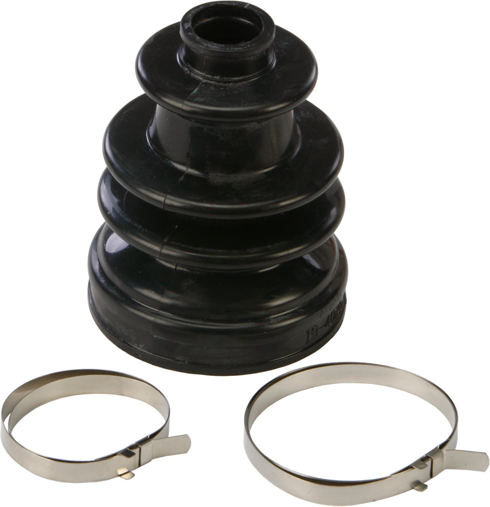 All Balls CV boot kit 21-95003 for drive shaft, showing a close-up of the black rubber CV boot and metal clamp.