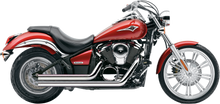 Load image into Gallery viewer, Cobra Speedster Shorts II exhaust for Kawasaki VN900 motorcycle, chrome finish, side view showing sleek design.