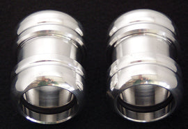 ModQuad universal exhaust clamp for 1 to 1-3/16 inch grooves, showing the metal clamp with grooved design on a plain background.