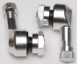 Silver Competition Werkes 90/90 degree air valve with 8.3mm fitting, designed for motorcycle or vehicle air systems.