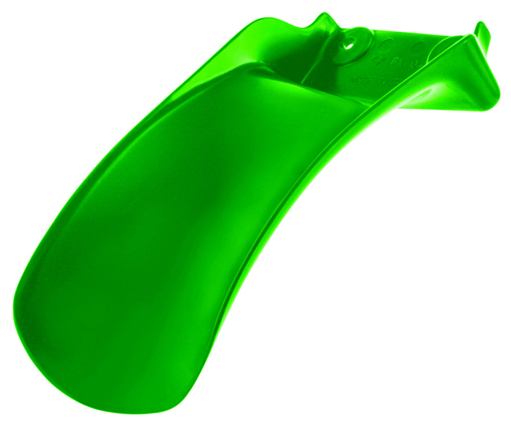 Acerbis green rear shock cover mud flap for motorcycle, showing durable plastic material and vibrant green color.
