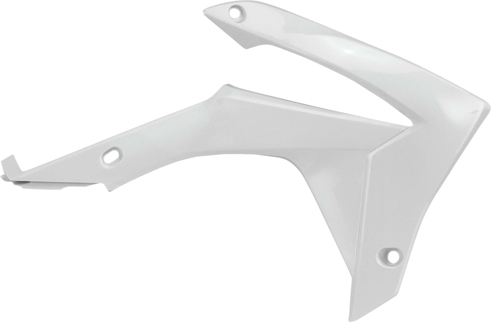 Acerbis white radiator shrouds for off-road motorcycle, featuring sleek design and mounting points.