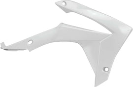Acerbis white radiator shrouds for off-road motorcycle, featuring sleek design and mounting points.
