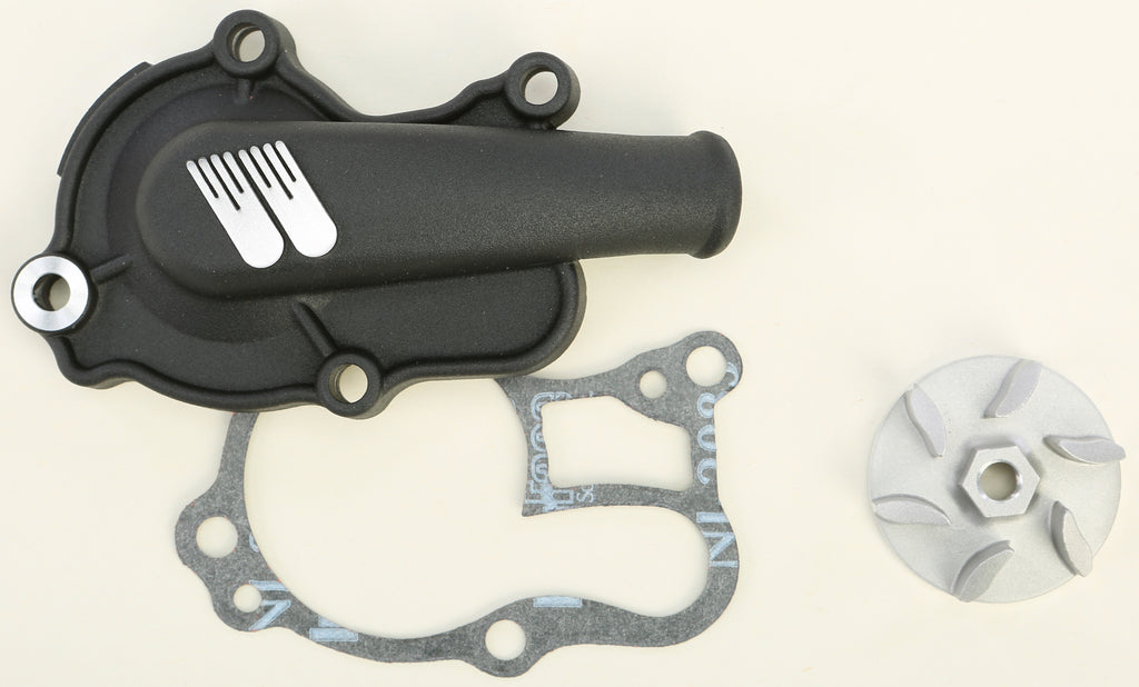 Boyesen Yamaha YZ250 waterpump cover and impeller kit in black, including pump cover and impeller components.