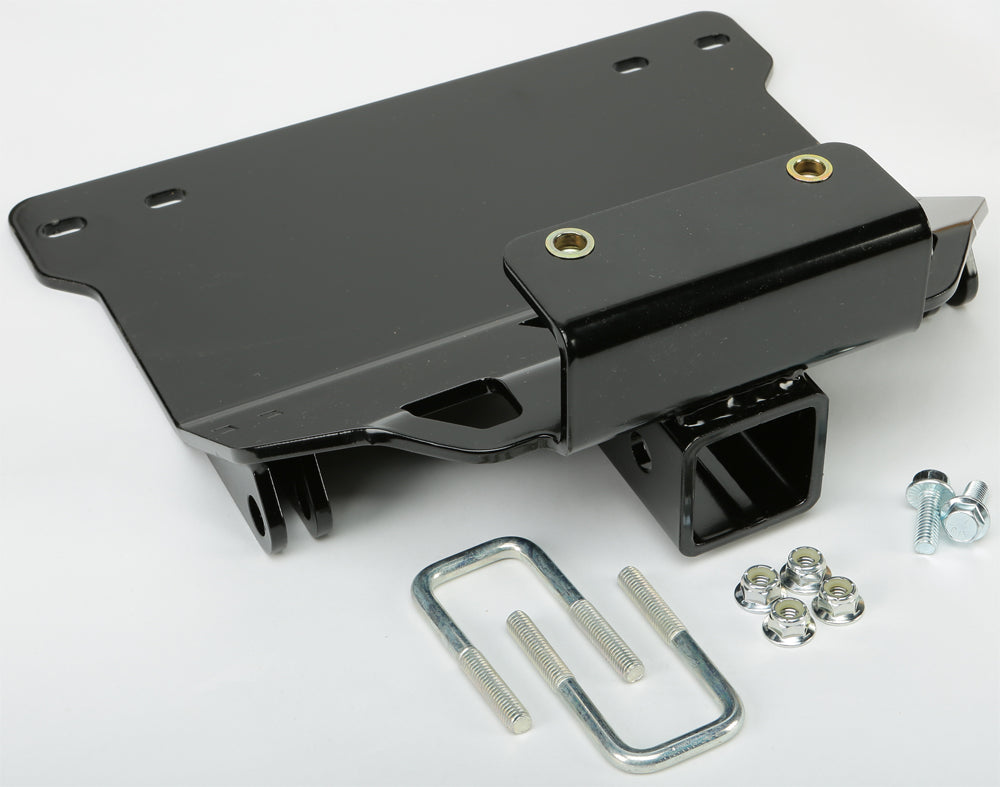 KFI Products UTV plow mount kit showing metal brackets and mounting hardware for secure attachment.