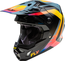 Load image into Gallery viewer, Fly Racing Formula CP Krypton helmet in grey, black, and electric fade with size large, designed for off-road and motocross riding.