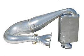 SLP Performance single exhaust pipe with polished finish and branding, designed for optimal vehicle performance.