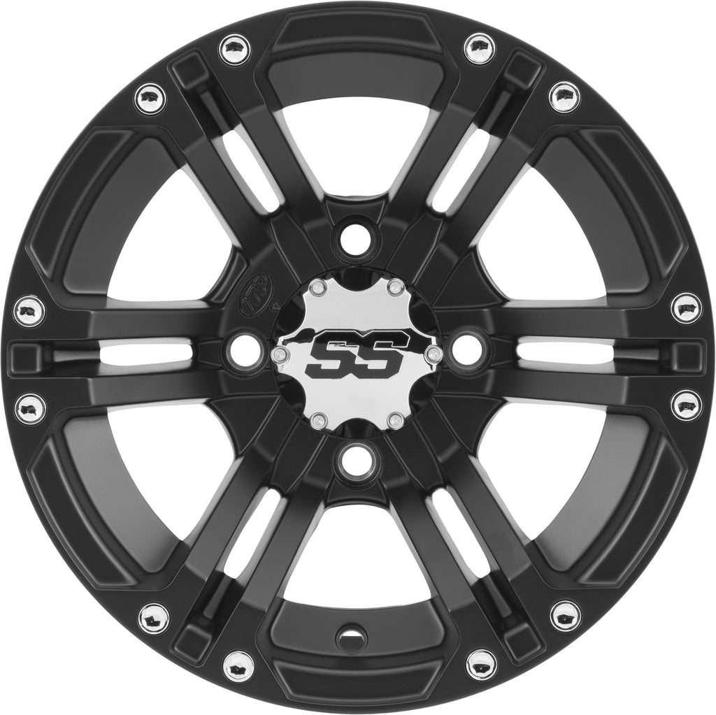 ITP SS212 off-road tire in black, 14x8 inches, 4/110 bolt pattern, 5+3 offset, rugged tread design