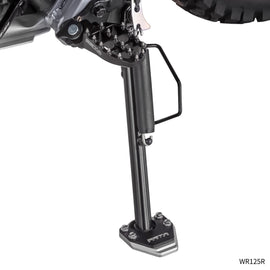 ZETA side stand extender for Yamaha motorcycles, showing the black metal stand extension with mounting hardware.
