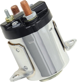 ACCEL Dual Bracket Chrome Starter Solenoid 274-0017 for automotive starters, with visible chrome finish and dual mounting brackets.