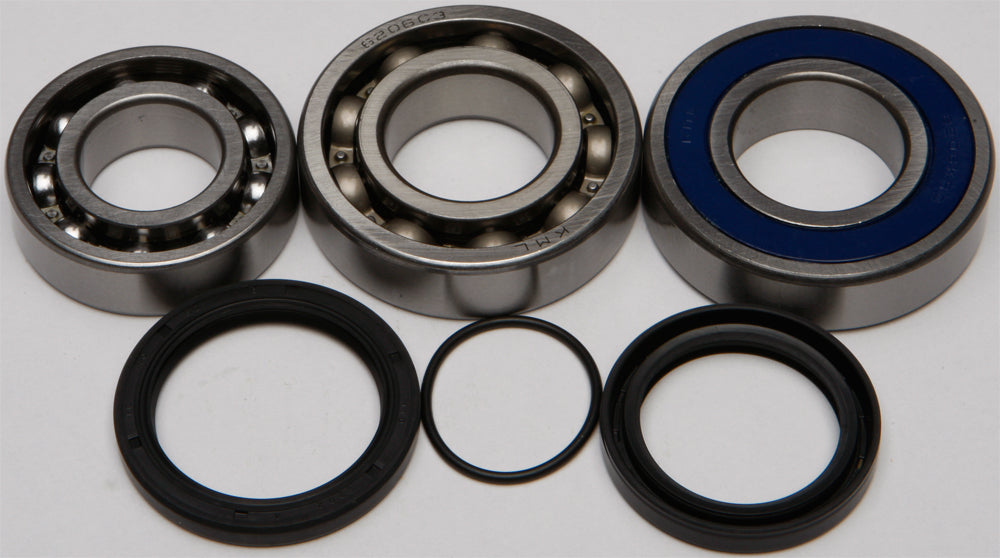 All Balls chain case bearing and seal kit for drive systems, showing bearings and seals in a compact, organized set.