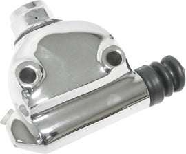 HardDrive chrome rear drum brake master cylinder for Harley-Davidson, OE# 41761-58, 820-51810, with brake components visible