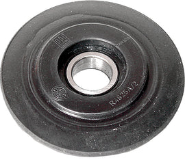 Black Ppd idler wheel, 4.62-inch diameter and 25mm width, suitable for industrial machinery, with a smooth surface.