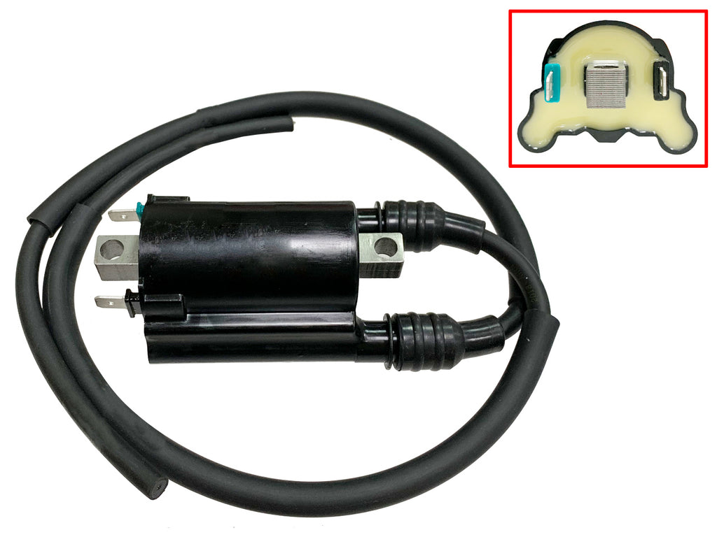 Bronco ATV ignition coil 183-2030, electrical component with wiring and connectors for ATV ignition system.