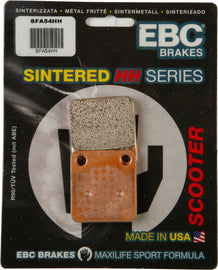 EBC Motorcycle Brakes Sfa54hh Double-H Sintered Brake Pads showing metallic surface and branding for motorcycle braking system