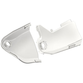 Polisport Plastics KTM graphic body guards in clear plastic with black and white KTM branding, designed for motorcycle protection.