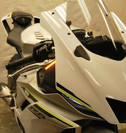 New Rage Cycles front LED turn signals for Yamaha motorcycles, featuring bright illumination and durable design.