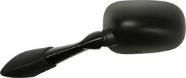 Black left side motorcycle mirror by Emgo, model Yam 56-9847, featuring a sleek, round mirror surface and mounting arm.
