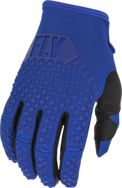 Fly Racing Kinetic Blue Gloves, showing the lightweight design and breathable fabric, ideal for riding comfort and protection.