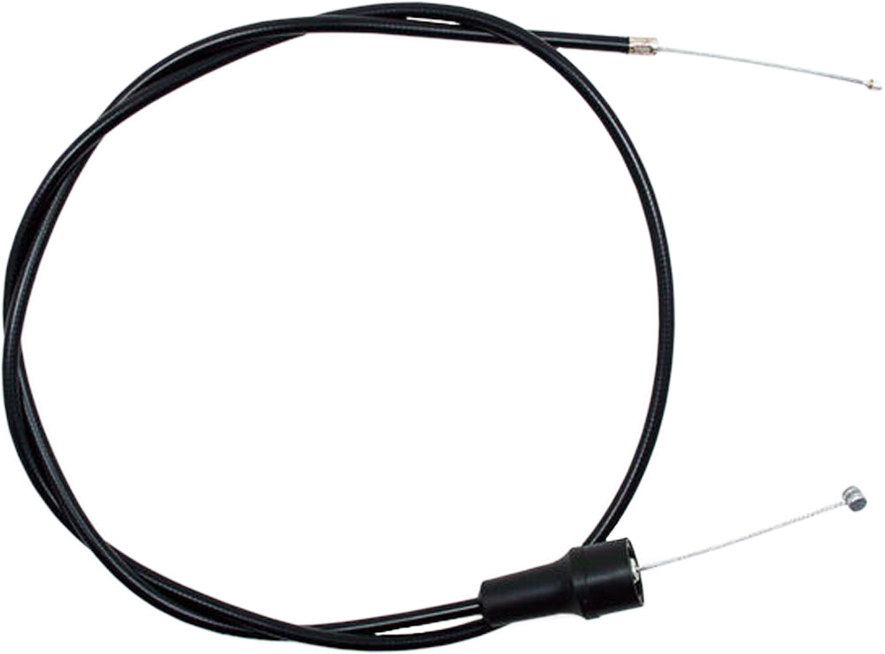 Black vinyl throttle cable by Motion Pro, designed for hydraulic control lines, with metal fittings at each end.