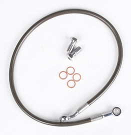Streamline rear Yamaha brake line in smoke color, designed for Yamaha motorcycle models, featuring flexible, durable brake hose.