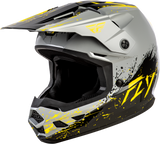 Fly Racing - Youth Kinetic Drip Helmet Grey/Black/Yellow Ys - 73-8679YS