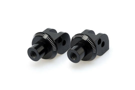 PUIG Footpeg Adapter 561-07874BK for motorcycle foot controls, black metal with mounting hardware visible.