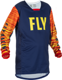 Fly Racing Youth Kinetic Wave Jersey Navy/Yellow/Red Ys 375-526YS