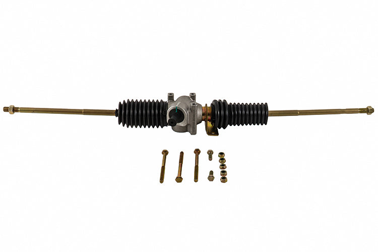 All Balls Steering Rack Assembly Pol 251-4005 showing a metal steering rack with mounting points and connected components.