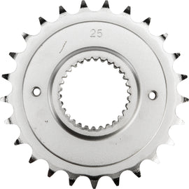 HardDrive 25-tooth transmission sprocket for Big Twin 6-speed motorcycles, showing the metal sprocket with teeth and mounting hole