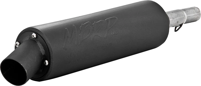 MBRP Exhaust single slip-on system with black utility muffler for Yamaha, showcasing the sleek exhaust setup.