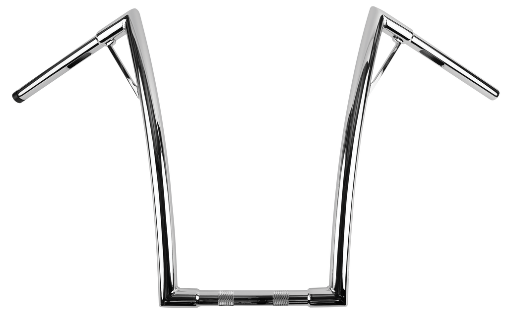 Chrome Burly Brand Louie 19-inch handlebars with 1.25-inch diameter, featuring a sleek and classic handlebar design.