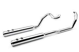 Cobra True Dual Headpipes Chrome exhaust system for Harley FLH/FLT 1995-2006, showing shiny chrome dual headpipes and mounting brackets.