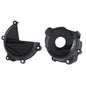 Polisport Plastics clutch and ignition body kit in black for Suzuki models, includes clutch cover and ignition housing.
