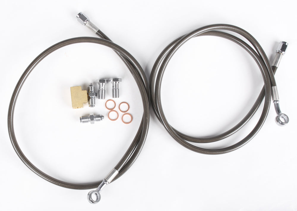 Streamline front brake line for Kawasaki Teryx 750/4 with smoke finish, designed for standard brake system, part 170-0752