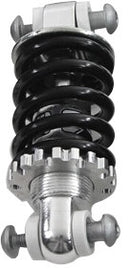 HardDrive 4-inch seat shock with universal mount for vehicle seats, shown with mounting hardware and rubber dampening components.