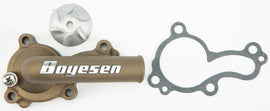 Boyesen magnesium waterpump cover and impeller kit for street bikes, featuring durable components and precise fitment.