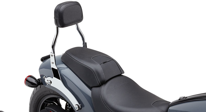 Cobra Detach Backrest Mini Chrome Chief 22-25 body part with chrome finish, designed for Cobra motorcycle seats.