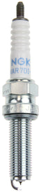 NGK spark plug #96956/04 2-LMAR7DI-10 showing metal connector and ceramic insulator for automotive engine use